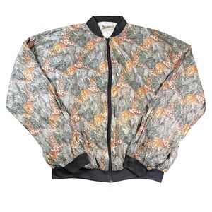 VINTAGE Walt Disney World Jacket Boys XL Tyvek Bomber Safari Animal Print 90s